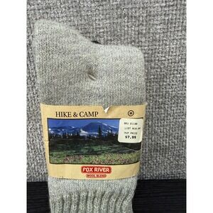 Vintage Fox River Hike & Camp Socks Men M Grey Wool Blend Backpacker Made in USA